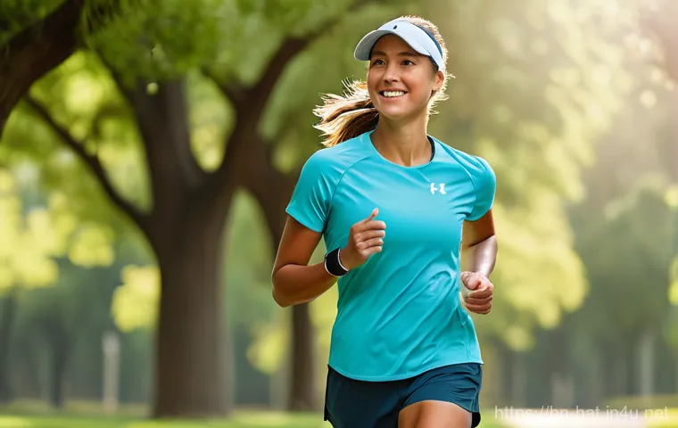 언더아머 런닝 캡과 나이키 에어로빌 캡 비교 - **Prompt 1: Under Armour Iso-Chill Runner in Warm Weather**
    "A young female runner, mid-stride o...