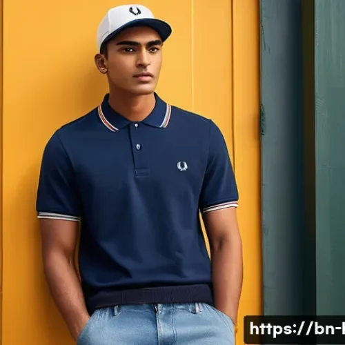 프레드페리 테니스 캡과 라코스테 골프 캡 추천 - A stylish young Bengali man wearing a classic Fred Perry tennis cap with iconic laurel logo and spor...