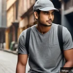 H M 가성비 캡과 자라 스트릿 캡 추천 - A stylish young Bengali man wearing a minimalist H&M cotton blend cap in neutral gray, paired with c...